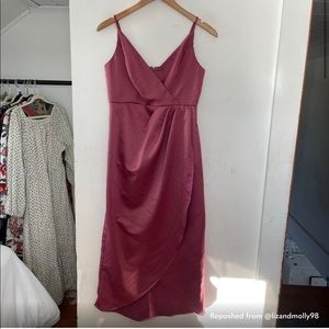 Lulus medium pink satin midi dress